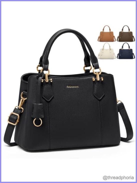 Handbags - Waterproof PU Leather Satchel Top-Handle Handbag Anti-Theft Crossbody Purse
